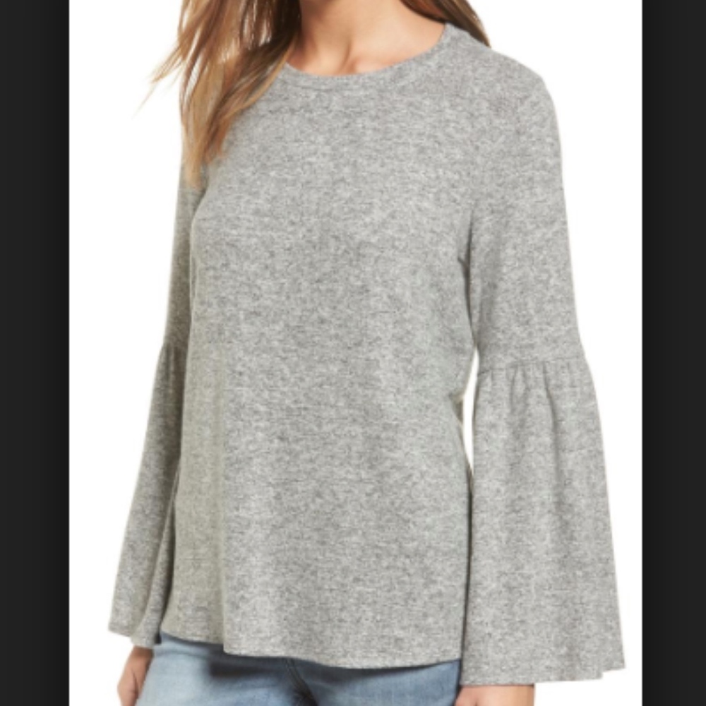 Nordstrom Gibson Bell Sleeve Cozy Fleece Pullover